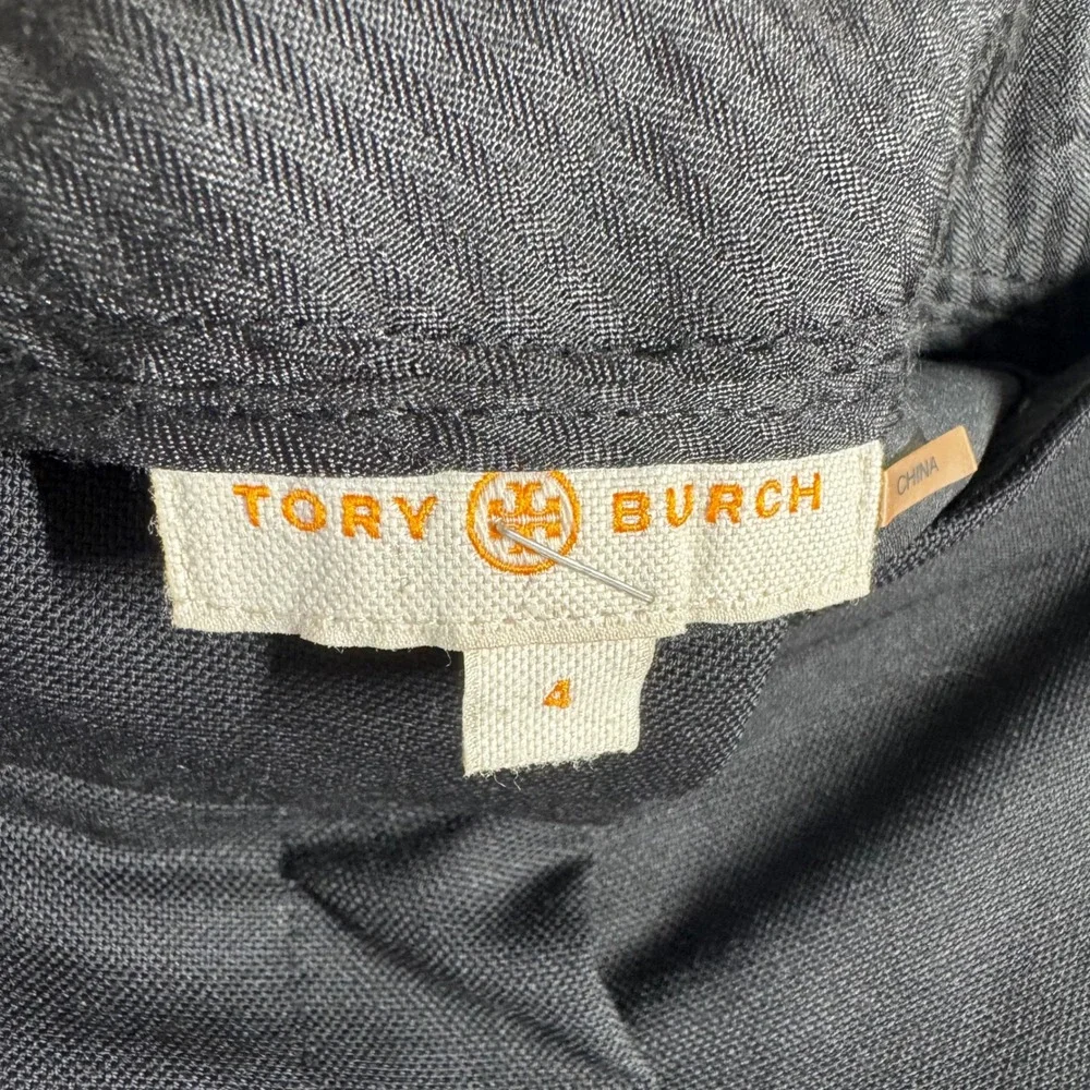 Tory Burch Black Wool Blend Straight Leg Dress Pants Size 4 Professional Trouser